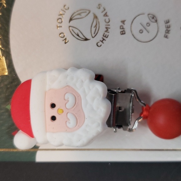 Modern Baby NWT Santa and Christmas  Color Silicone Beads Pacifier Clip - Picture 3 of 5